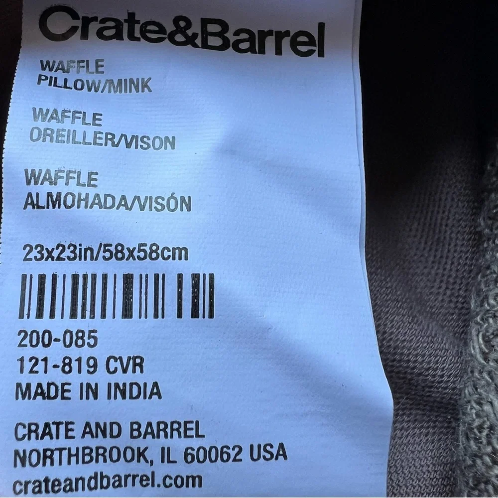 NEW Set Of 2 Crate&Barrel Linen Cotton Pillow Shams 23”x23” Textured Cocoa Soft